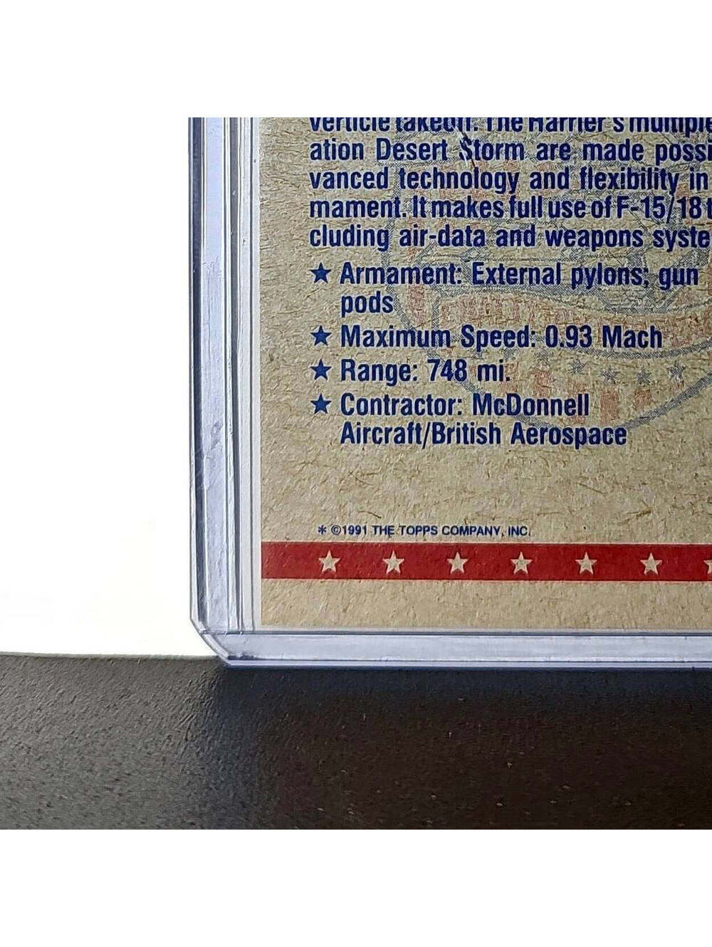 The Amazing AV-8B Harrier 1991 Topps Desert Storm #32 Card - Picture 9 of 10